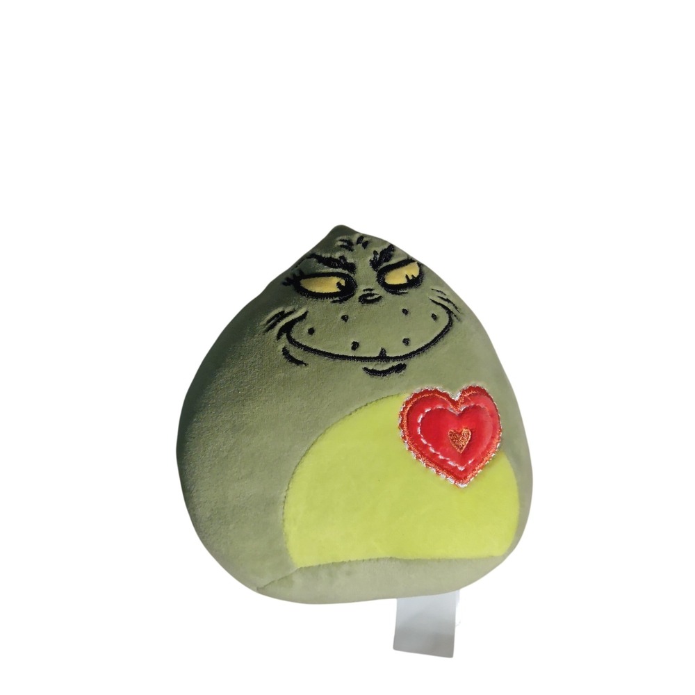 Dr Seuss‎ The Grinch Plush Green Squishy Stuffed Animal with Red Heart 5 inch